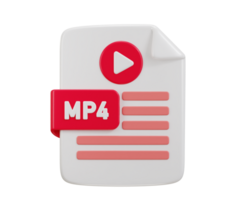 media icon with mp4 file format icon 3d rendering illustration png