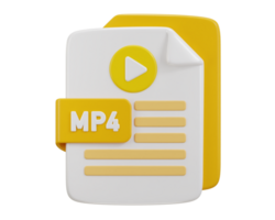 media icon with mp4 file format icon 3d rendering illustration png