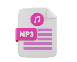 música ícone com mp3 Arquivo formato ícone 3d Renderização ilustração png