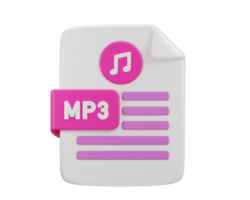 muziek- icoon met mp3 het dossier formaat icoon 3d renderen illustratie png