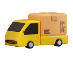 delivery truck with cardboard icon 3d rendering illustration png