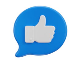 Thumbs up like icon 3d rendering illustration png