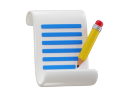 Paper and pencil icon 3d rendering illustration png