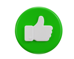Thumbs up like icon 3d rendering illustration png