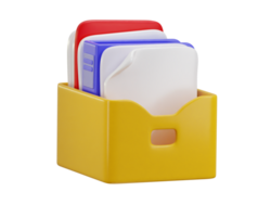 archive with paper page icon 3d rendering illustration png
