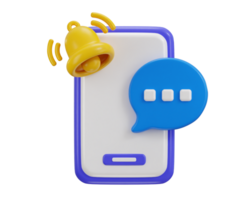 Phone with speech bubble message notification icon 3d rendering illustration png