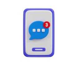 telefone com discurso bolha mensagem notificação ícone 3d Renderização ilustração png