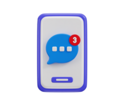 Phone with speech bubble message notification icon 3d rendering illustration png