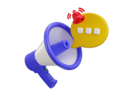 megafono con Messaggio icona 3d rendere concetto di marketing annuncio pubblicitario icona png