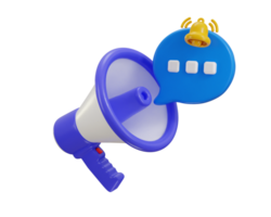 megafono con Messaggio icona 3d rendere concetto di marketing annuncio pubblicitario icona png