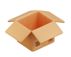 öppen kartong låda ikon 3d tolkning illustration png