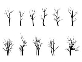 un conjunto de diferente árbol siluetas vector