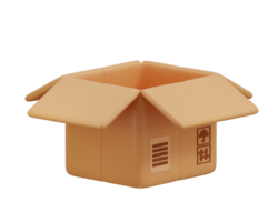 open cardboard box icon 3d rendering illustration png