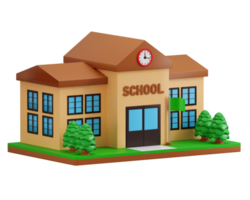 scuola icona 3d rendere concetto di formazione scolastica icona illustrazione png