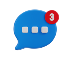 speech bubble message with notification icon 3d rendering illustration png