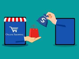 online shopping and shopping cart vector