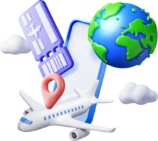 3d Airline Ticket, Airplane and Phone png