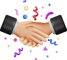 3D handshake gesture and confetti png