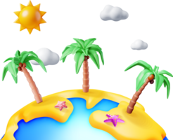 3d paisaje de palma árbol en playa png