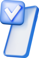 3D smartphone with blue check mark png