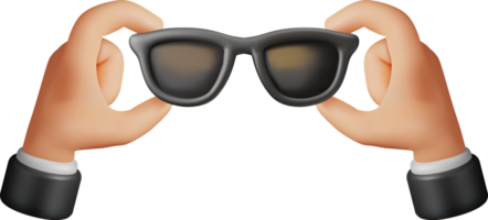 3d zwart zonnebril in hand- png