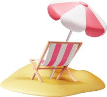 3d hölzern Chaise Salon mit Regenschirm png