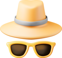 3d Yellow Sunglasses and Straw Hat png