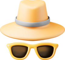 3d Jaune des lunettes de soleil et paille chapeau png