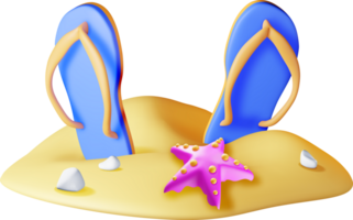 3d spiaggia Flip flop nel sabbia png