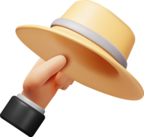 3d unisex rietje hoed in hand- png