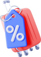 3d suitcase with blue price tag png