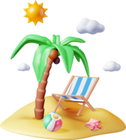 3D Deck Chair, Swim Ball, Starfish and Palm Tree. png