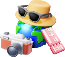 3d Airline Ticket, Sunglasses Camera and Globe png