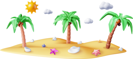 3d paisaje de palma árbol en playa png