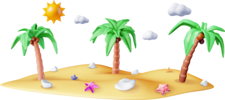 3d paysage de paume arbre sur plage png