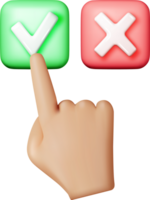 3D right and wrong button shape and hand png