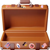 3D vintage old travel suitcase png