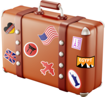 3D vintage old travel suitcase png