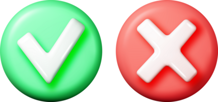 3D Right and Wrong Button png