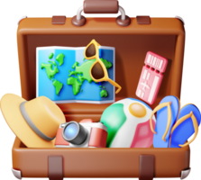 3D travel bag. Holiday or vacation. png