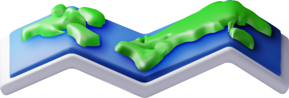 3D cartoon folded world map png