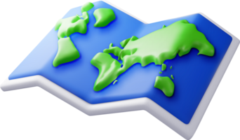 3D cartoon folded world map png