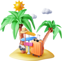 3d Island with Travel Bag, Palm Tree and Pointer png