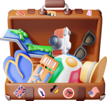 3D travel bag. Holiday or vacation. png