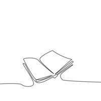 a continuous line drawing of an open book vector