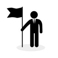 a black and white silhouette of a man holding a flag vector