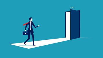 businessman walking towards the exit door vector