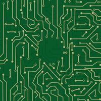 circuit board background with green and gold lines vector