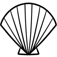 Coral line,Shell line,seaweed Black and white outline white color in shape and black line png