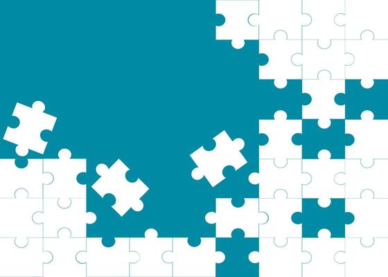 a puzzle piece is shown on a blue background